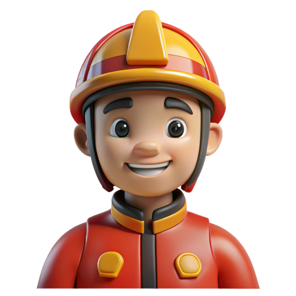 extraordinary creative Friendly firefighter in helmet high resolution png