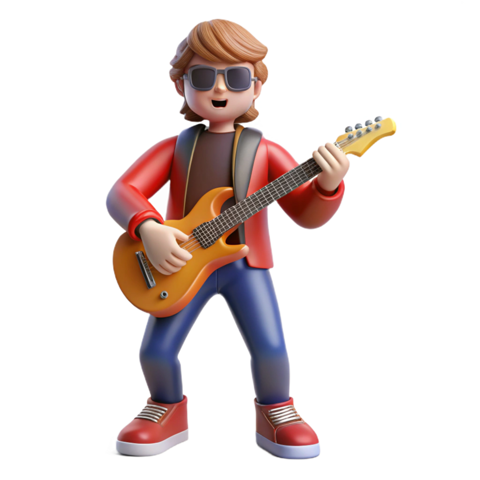 vibrant creative Rock star with electric guitar authentic png