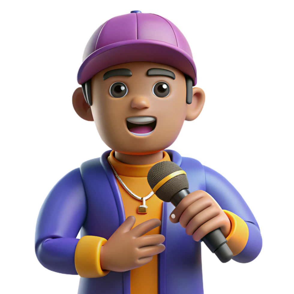 stunning rustic Hip hop artist with microphone genuine png