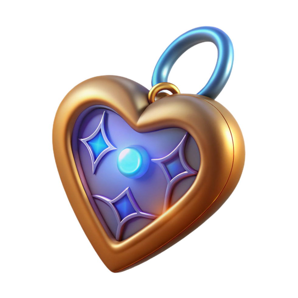magnificent artistic A stylized heart-shaped locket with glowing runes, exclusive png