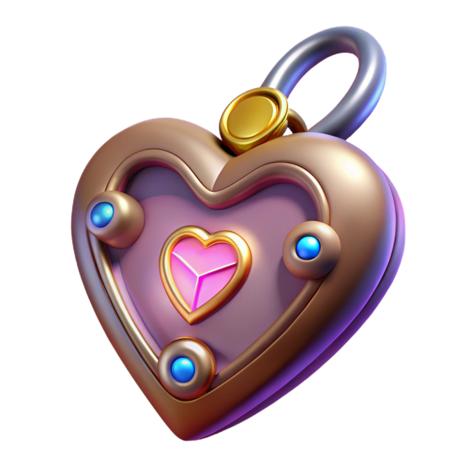 stunning minimalist A stylized heart-shaped locket with glowing runes, high quality png