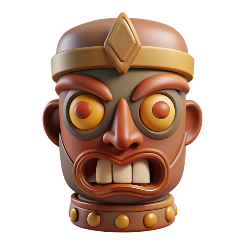 impressive artistic A single, stylized tribal totem with carved faces, high quality png