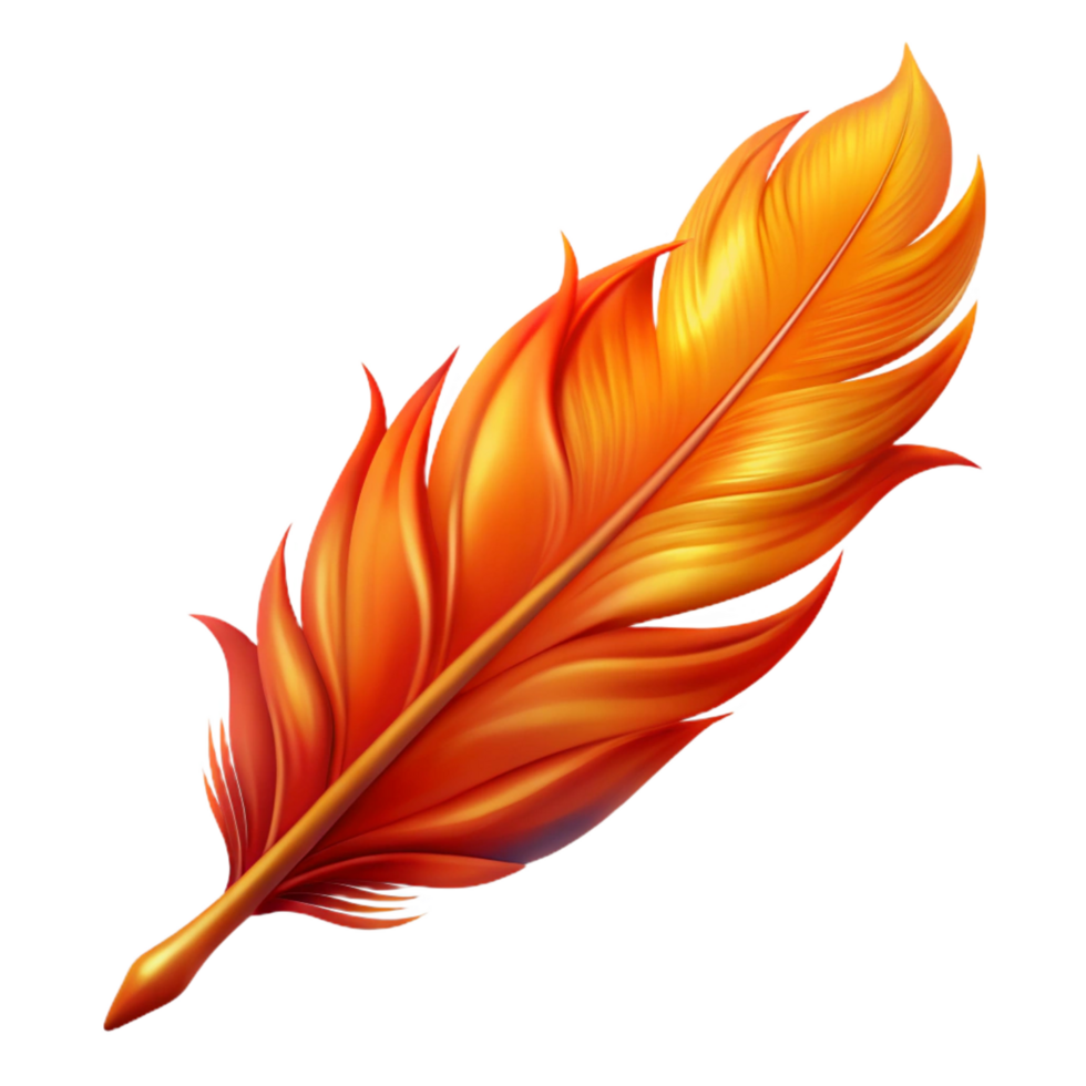 impressive classic A realistic rendering of a phoenix feather, fiery, 4K png
