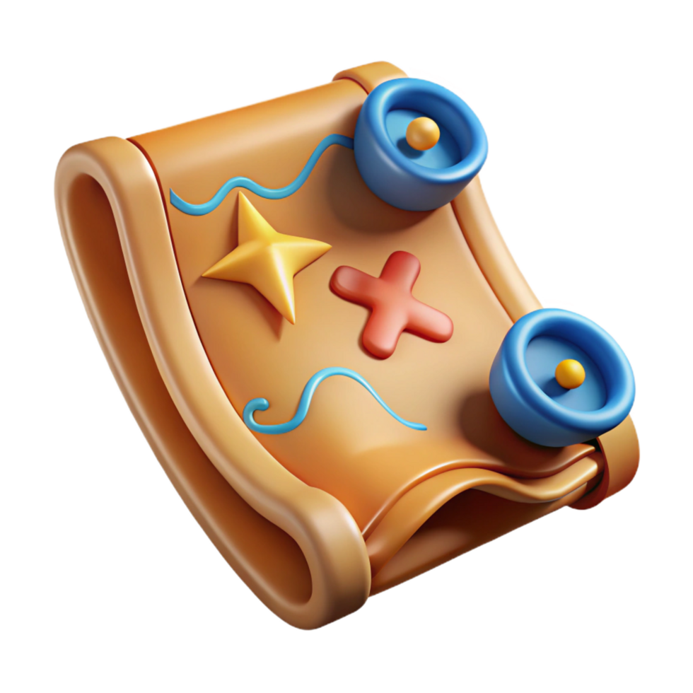 vibrant traditional A detailed illustration of a treasure map with X marks the spot, 4K png