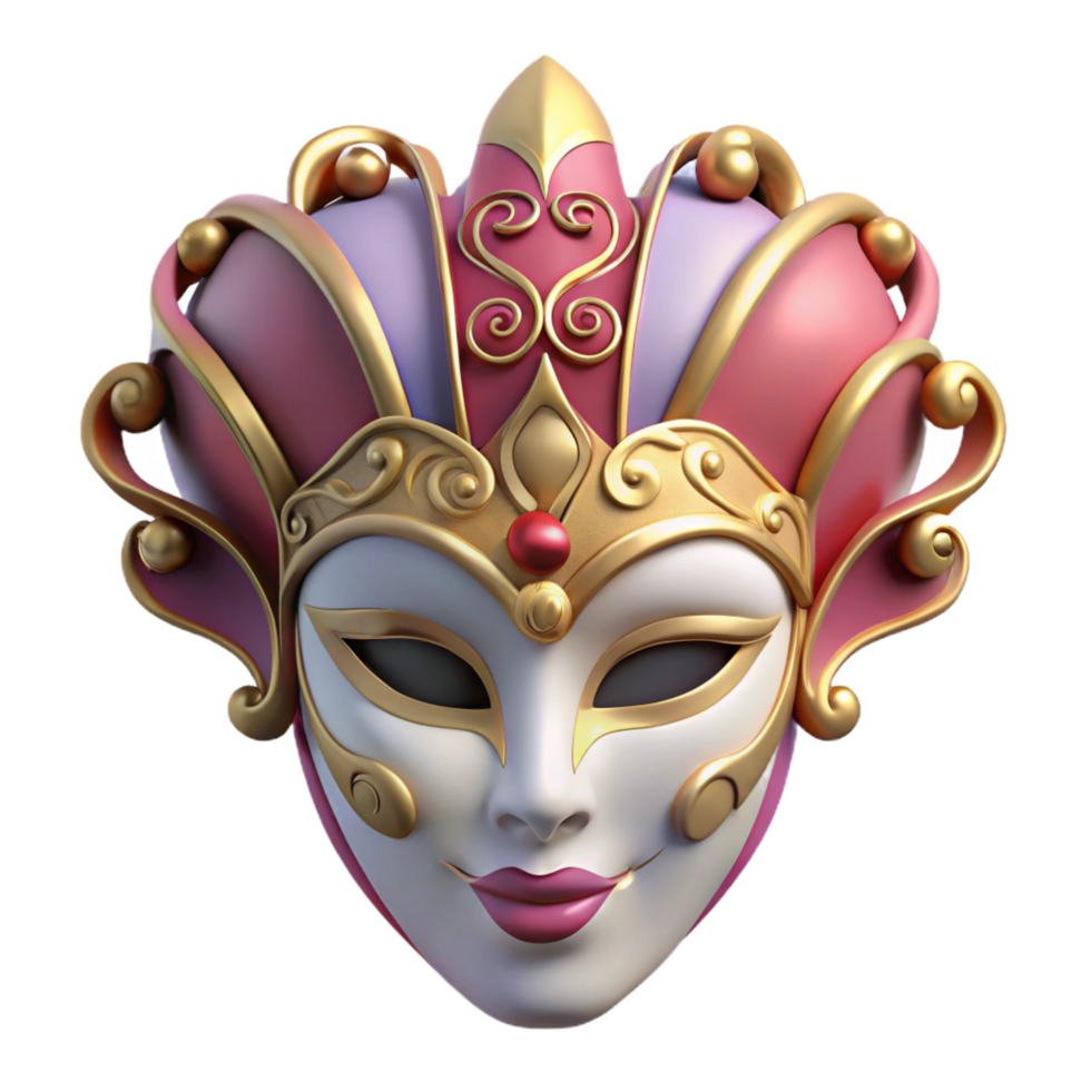 stunning artistic A single, ornate mask with Venetian design, premium png