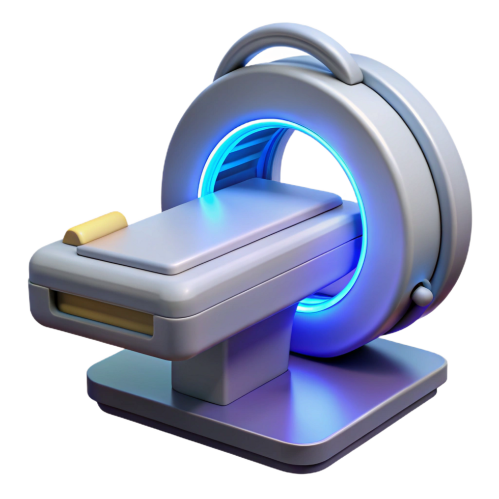 stunning minimalist Advanced medical scanner device with blue and white lights and digital display authentic png