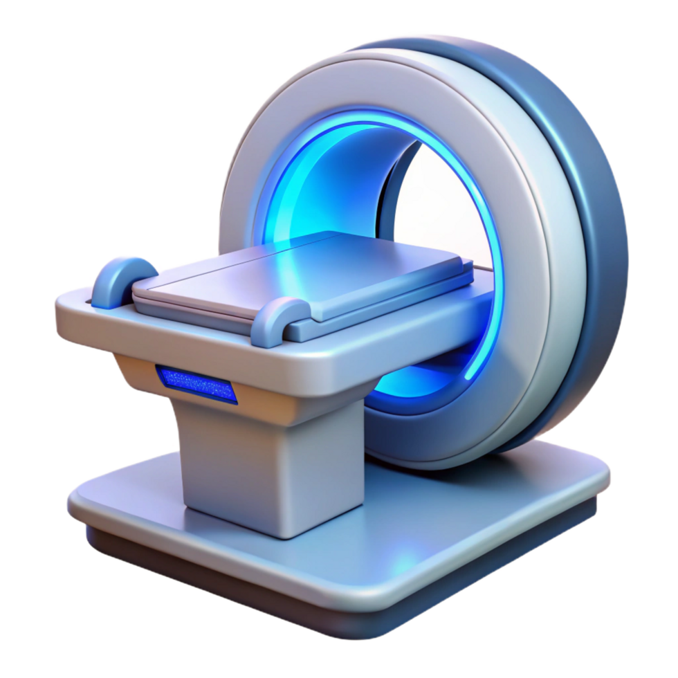 elegant classic Advanced medical scanner device with blue and white lights and digital display 4K png