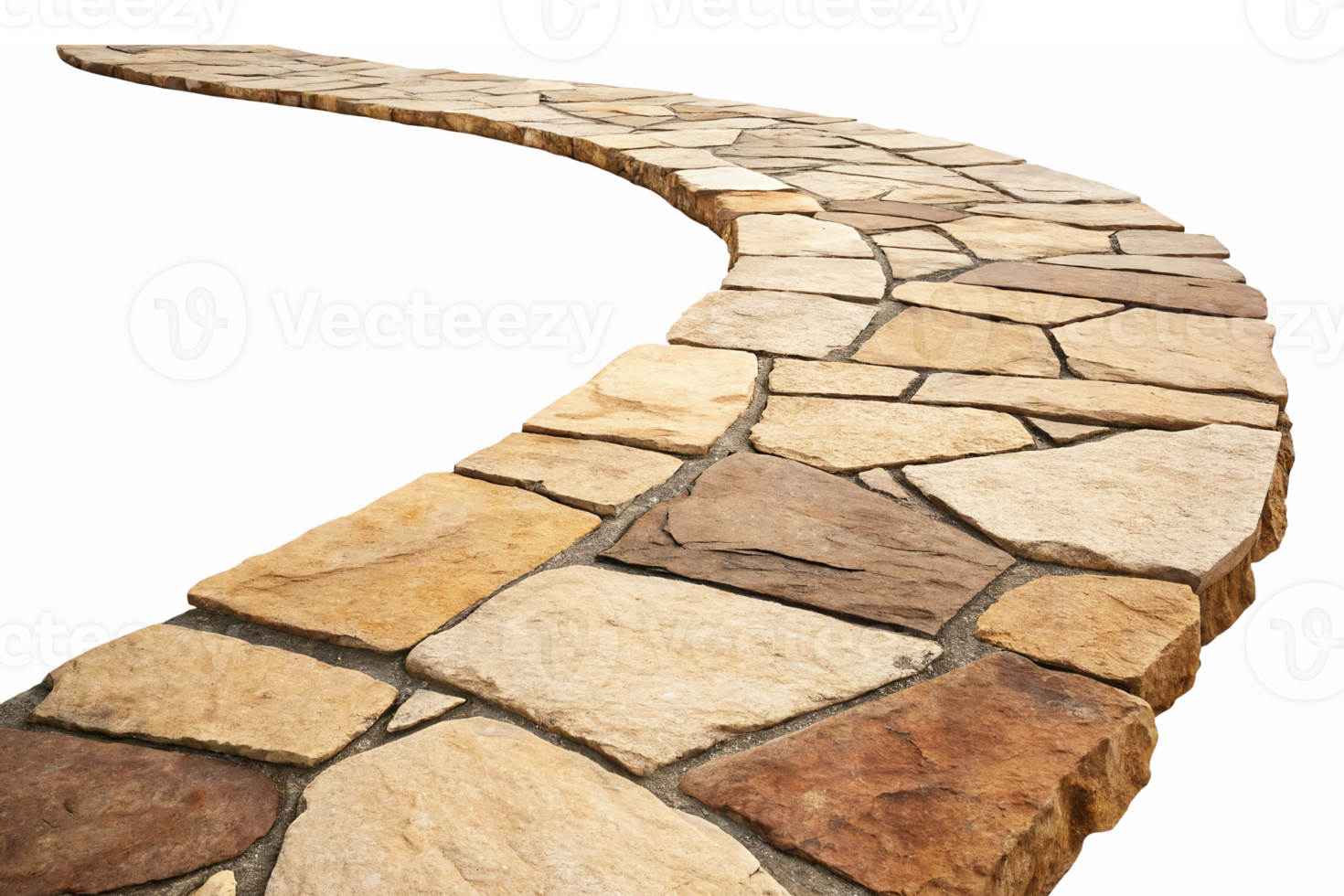 Curved Pathway of Natural Stone Tiles for Garden Walkways and Landscaping Projects png
