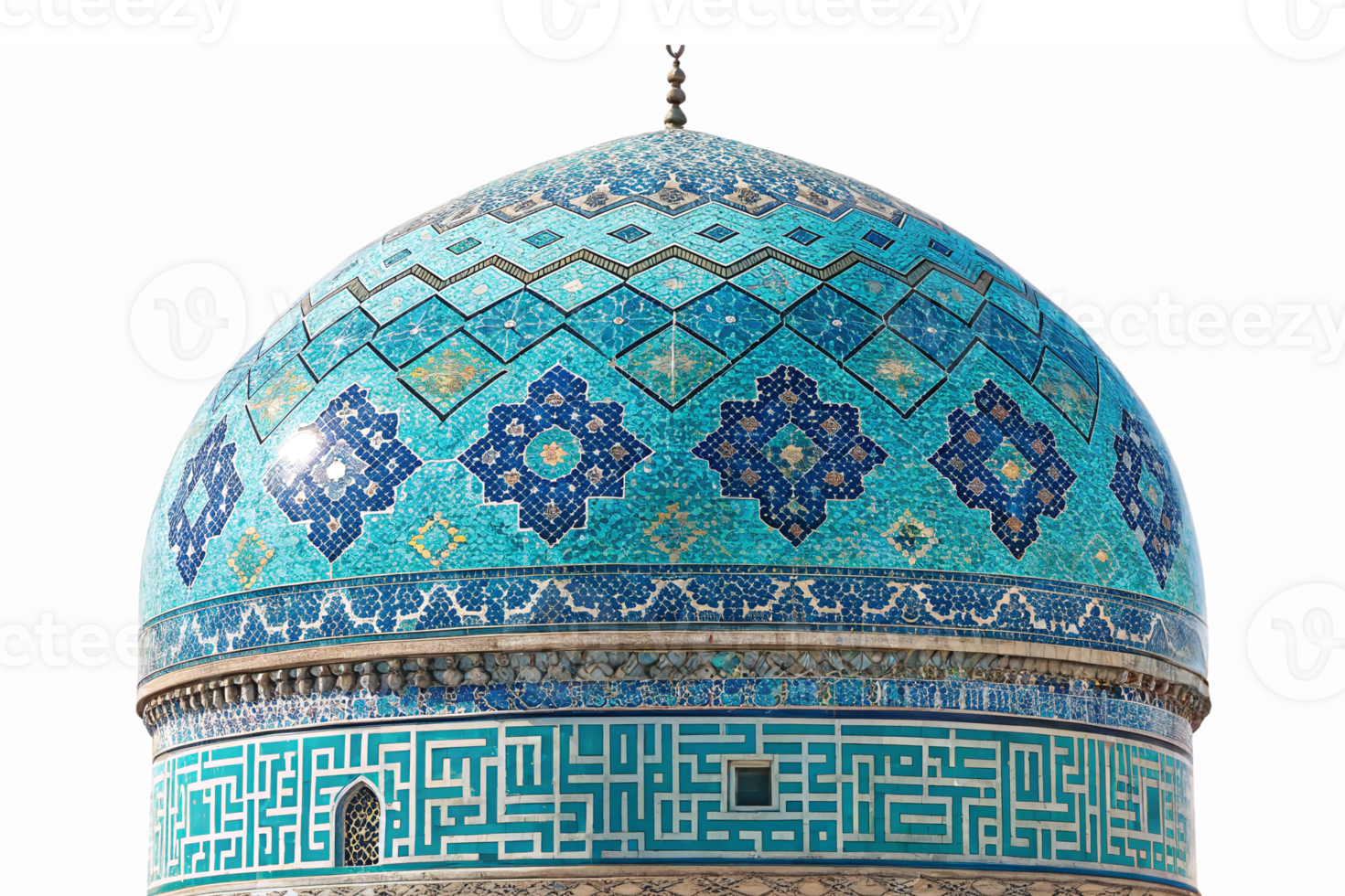 Stunning Blue Mosaic Dome Architecture with Intricate Patterns and Textures for Cultural Design png