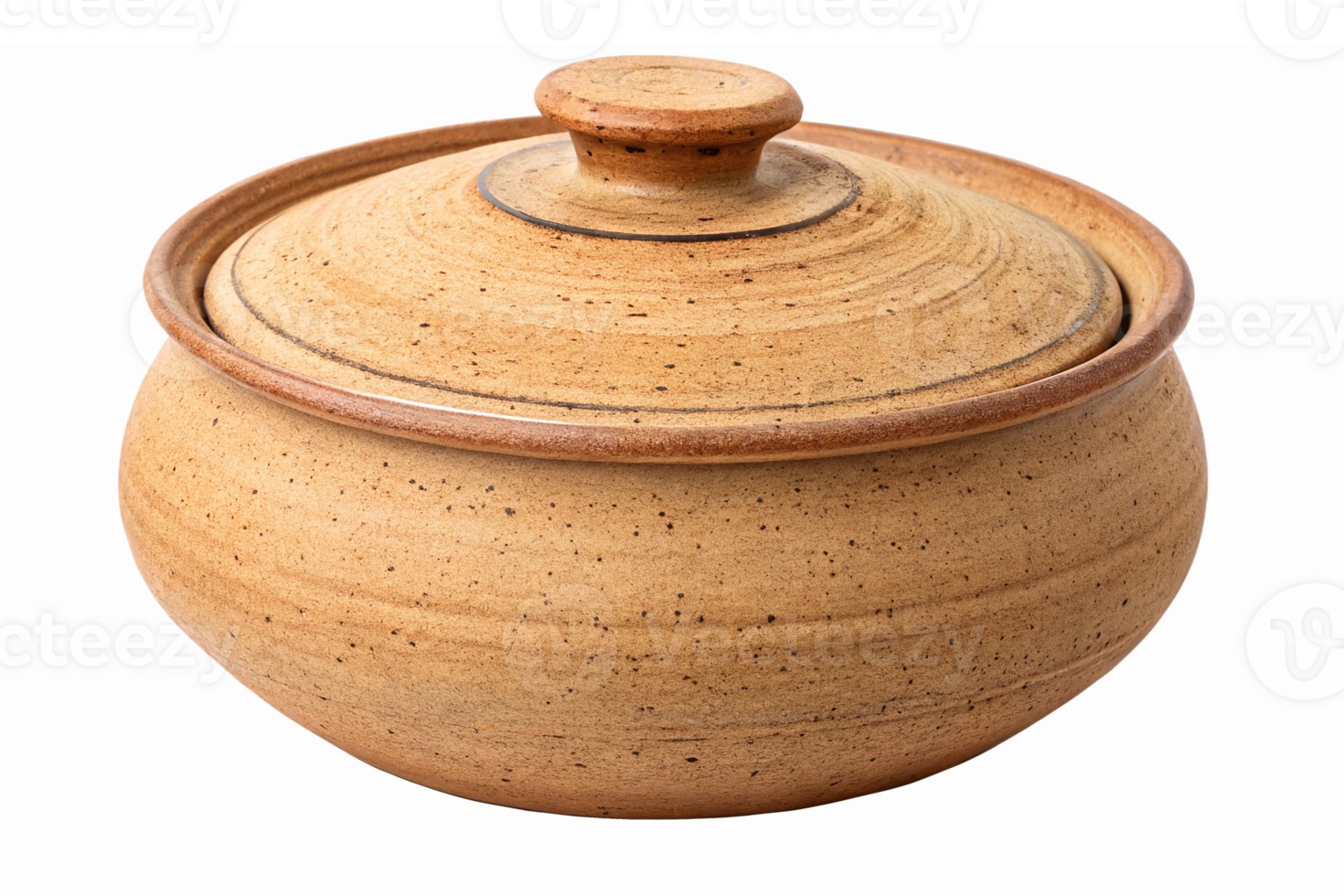 Ceramic Cooking Pot with Lid Traditional Round Design Rustic Home Kitchen Decor png