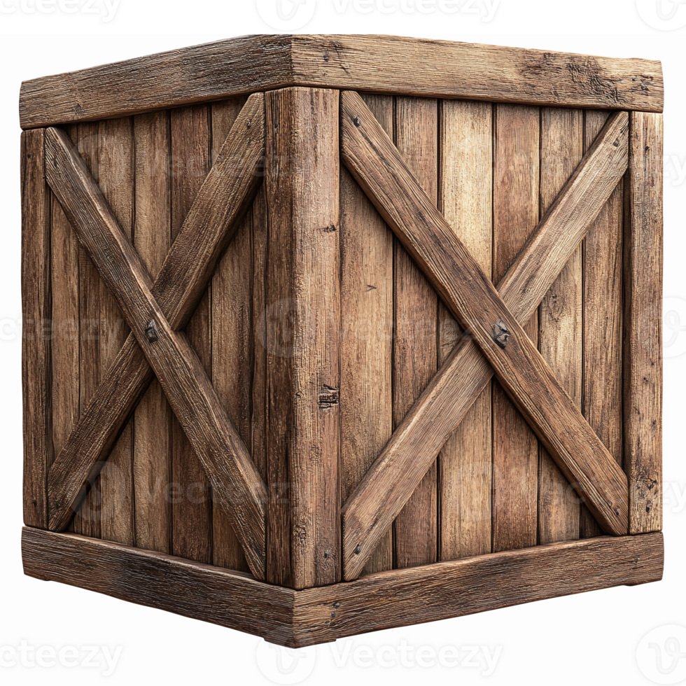 Detailed Wooden Crate with Rustic Texture Perfect for Packaging and Storage Designs png