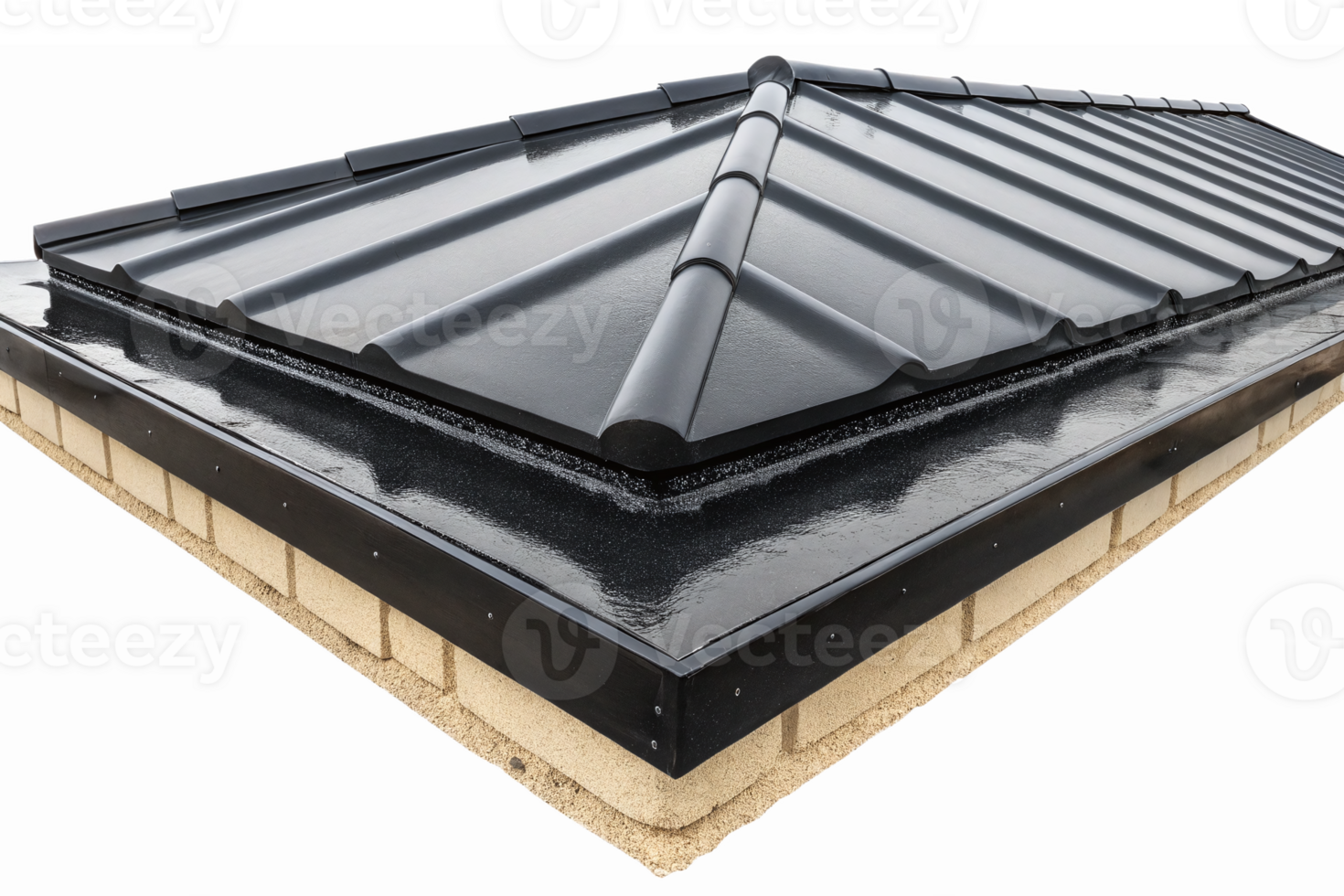 Modern Black Roof Design Featuring Stylish Sloped Structure for Residential and Commercial Buildings png