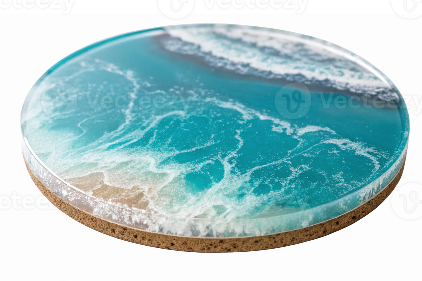 Realistic Ocean Wave Resin Art Design with Coastal Sand Surface and Transparent Background png