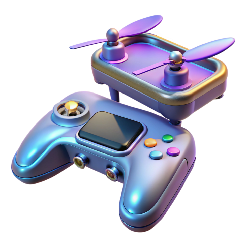 magnificent abstract Cyberpunk drone remote control with joystick and holographic display exclusive png