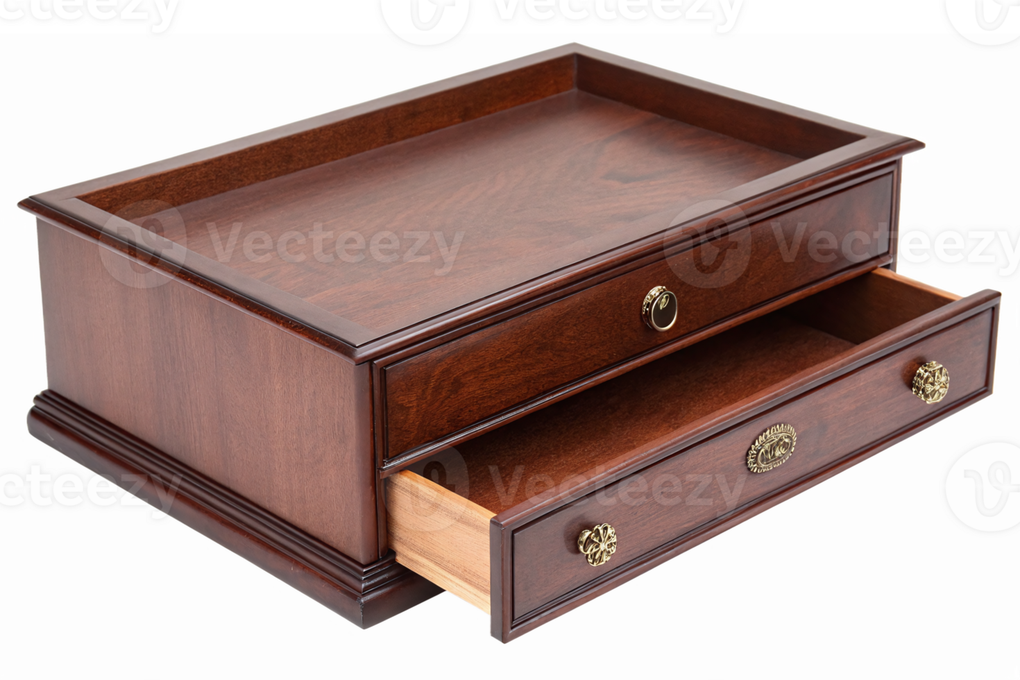 Elegant Wooden Desk Organizer with Open Drawers for Office Storage and Home Decor png