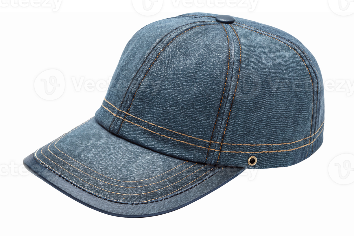 Stylish Denim Baseball Cap with Adjustable Strap and Stitched Detailing on Transparent Background png