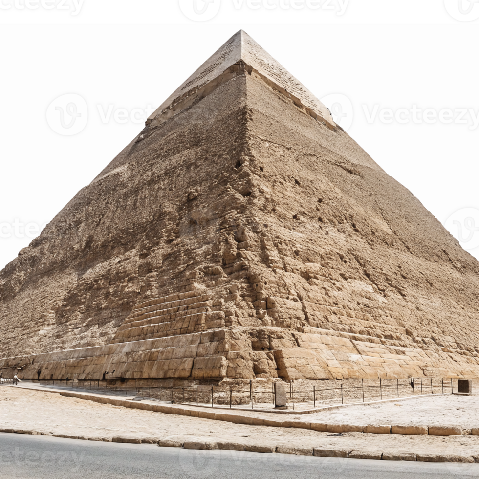 Majestic Ancient Pyramid of Giza Rising Against Clear Blue Sky png
