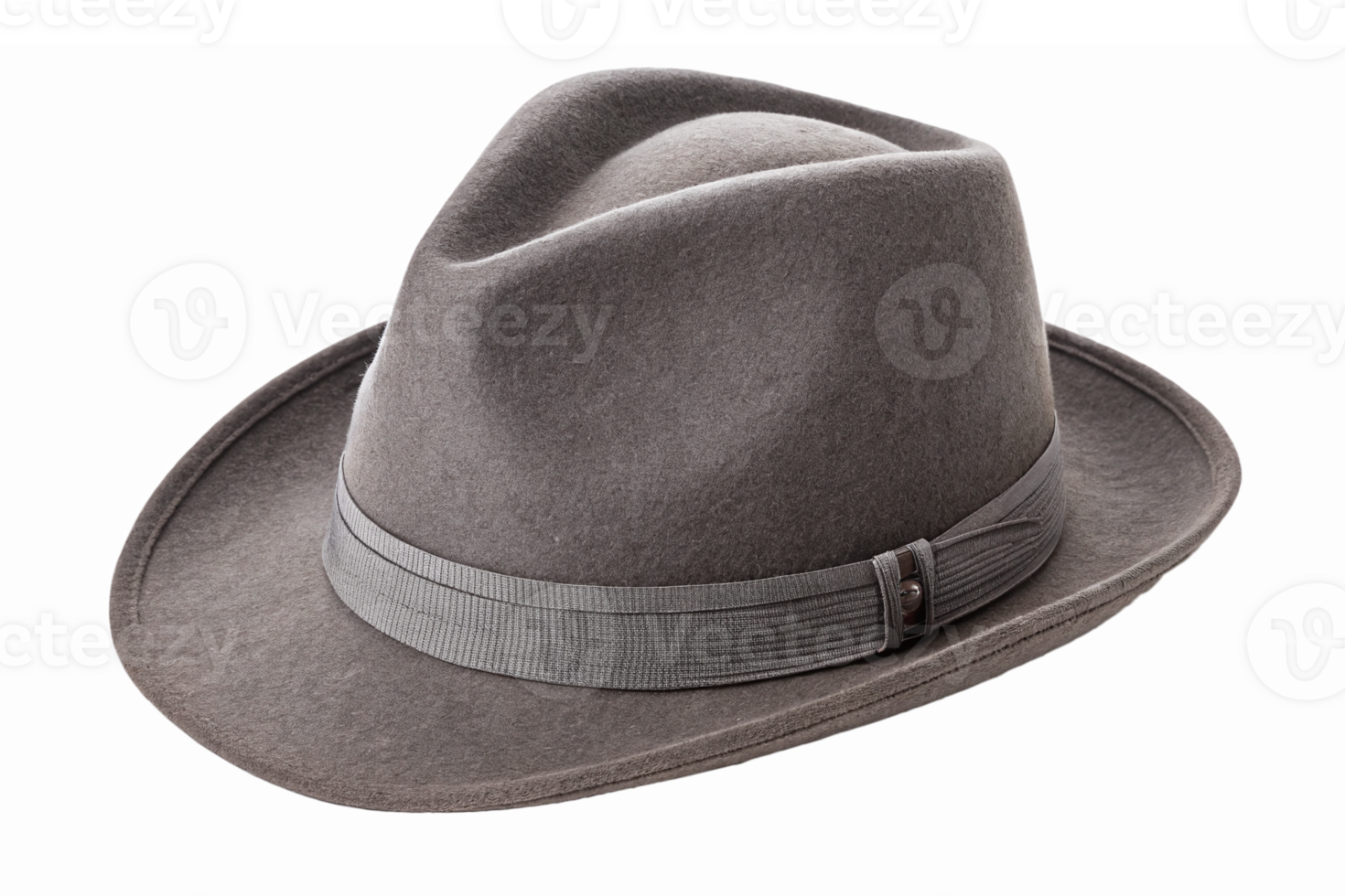 Elegant Grey Fedora Hat with Stylish Ribbon Band for Fashion Accessories and Headwear png