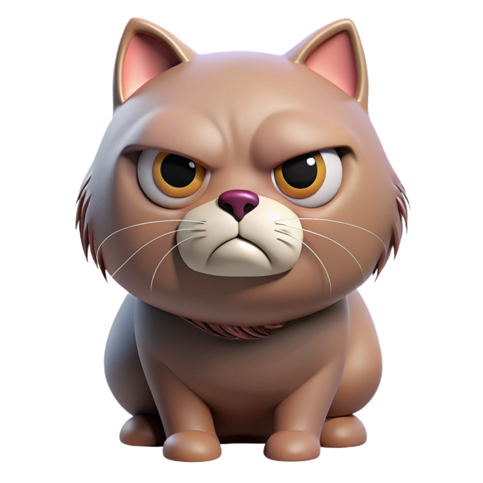 vibrant classic A grumpy persian cat with flattened ears exclusive png