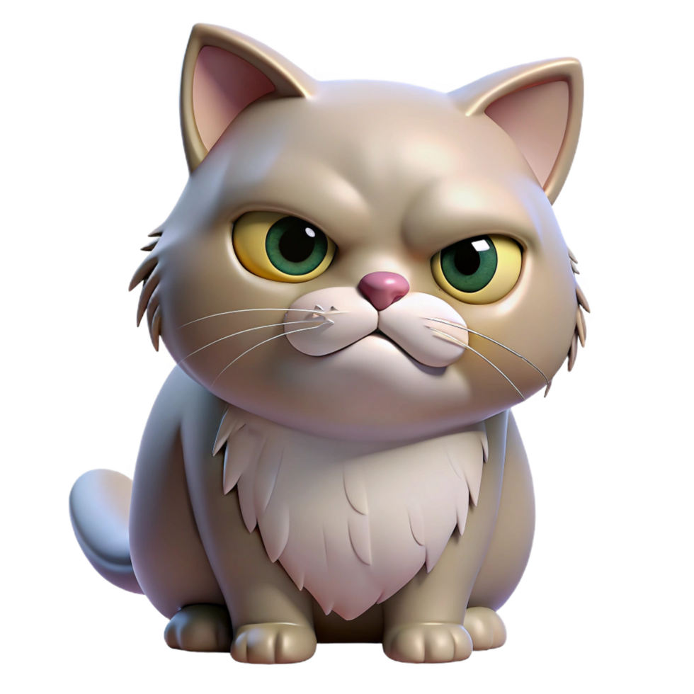 serene traditional A grumpy persian cat with flattened ears high resolution png