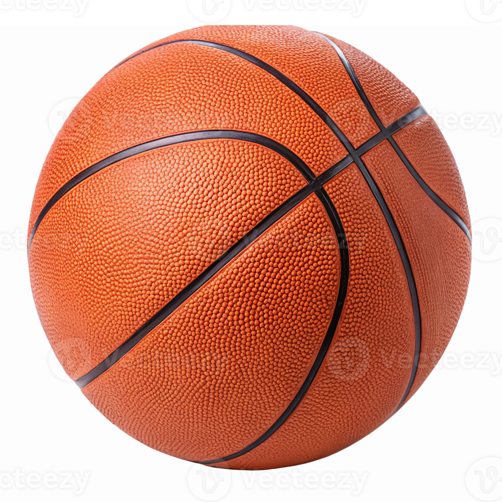 Realistic Orange Basketball with Black Lines on Transparent Background for Sports Design png