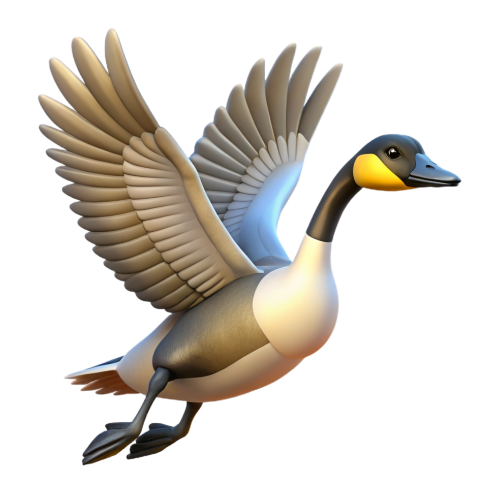 beautiful creative A single Canadian goose in flight detailed png
