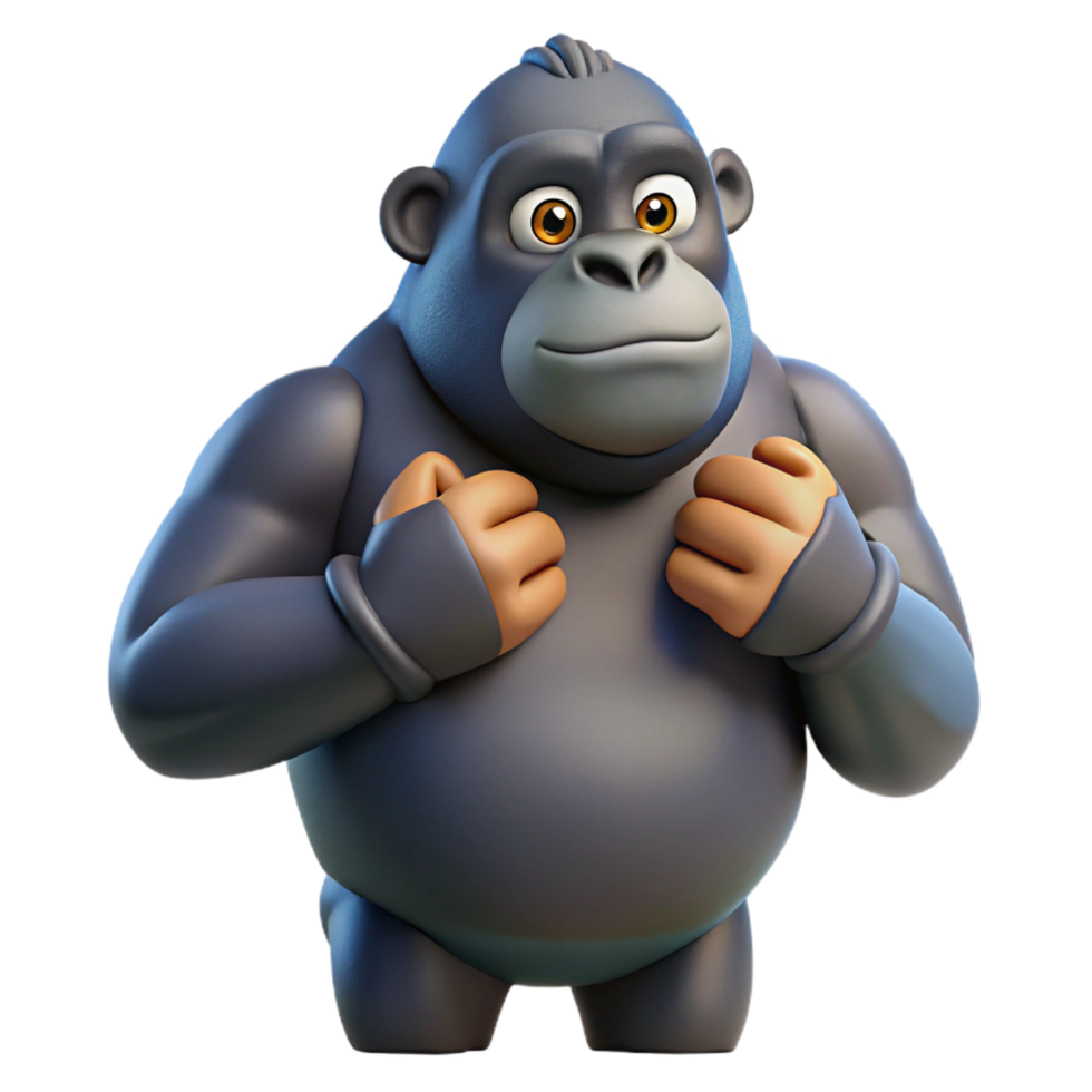 serene abstract A gorilla, beating chest authentic png