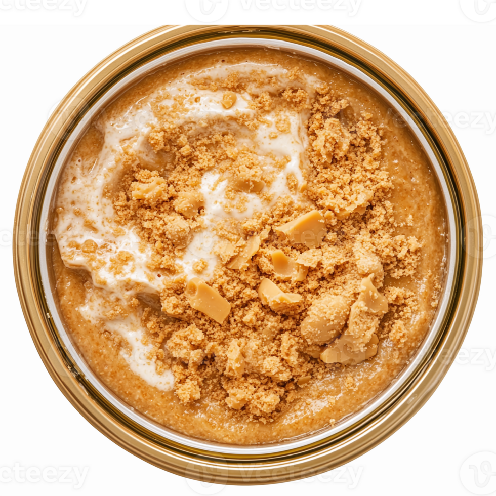 Creamy Peanut Butter Spread in Glass Jar with Smooth Texture and Crunchy Bits png