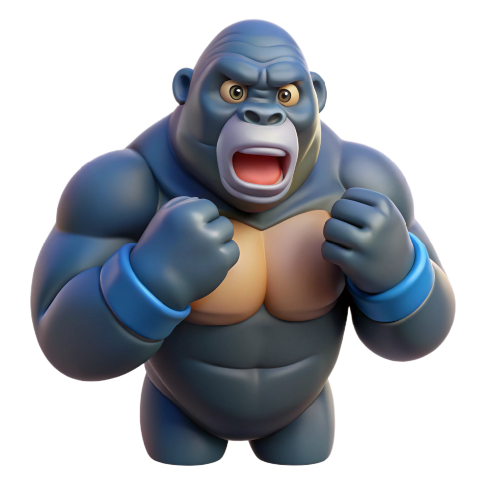 impressive vintage A gorilla, beating chest original png