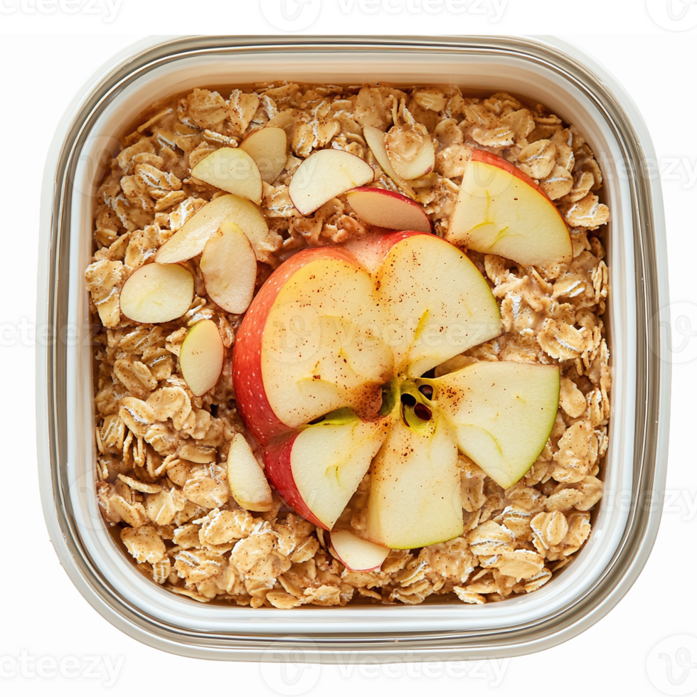 Healthy Breakfast Bowl with Oats Slices of Apple and Almonds for Nutritional Meal Prep png