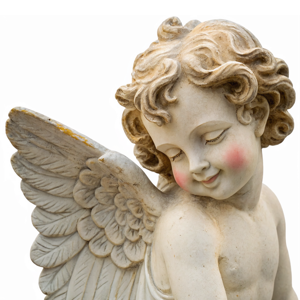 Charming Angel Statue with Delicate Features and Soft Expressions for Decorative Purposes png