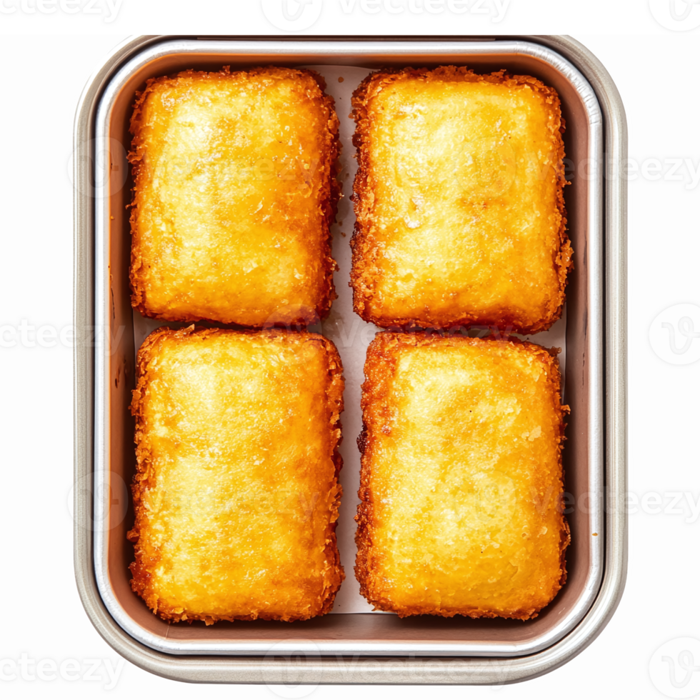 Delicious Crispy Cheese Cubes in Silver Serving Tray for Appetizers and Snacking png