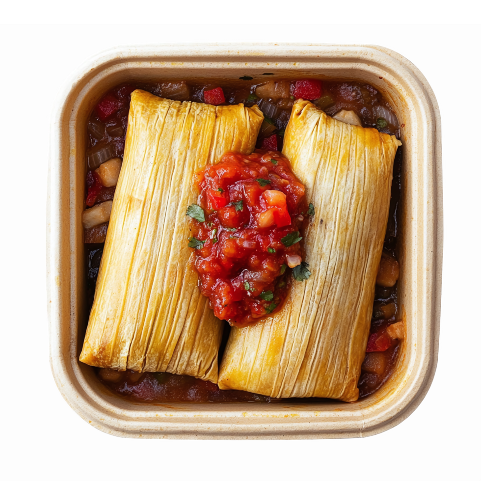 Delicious Tamales with Salsa in a Bowl for Authentic Mexican Cuisine png