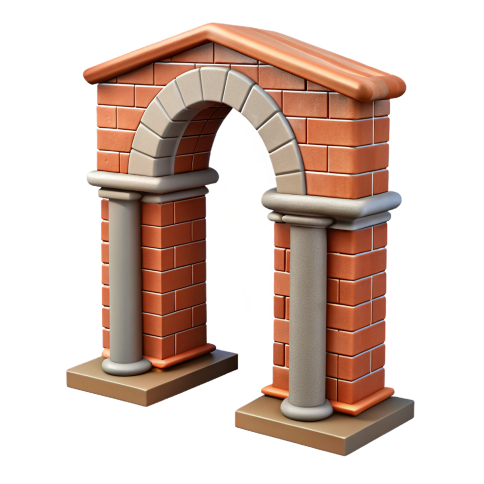 dramatic vintage Roman arch, brick and concrete, high resolution png
