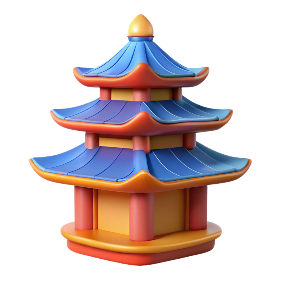 magnificent abstract Pagoda roof, tiered and curved, vibrant colors, high quality png