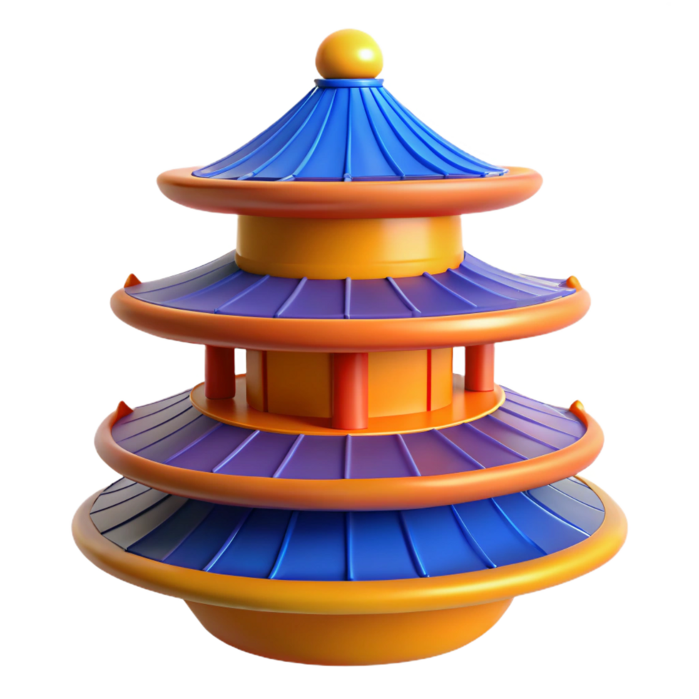 extraordinary vintage Pagoda roof, tiered and curved, vibrant colors, detailed png