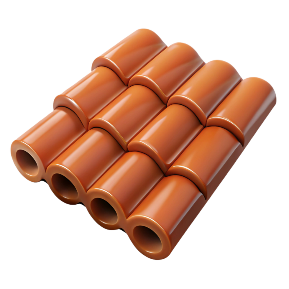 vibrant abstract Roof tile, clay, terracotta color, authentic png