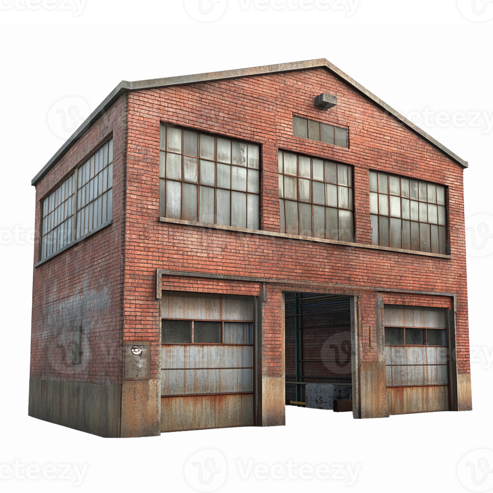Vintage Brick Warehouse with Large Windows for Industrial and Urban Design Projects png