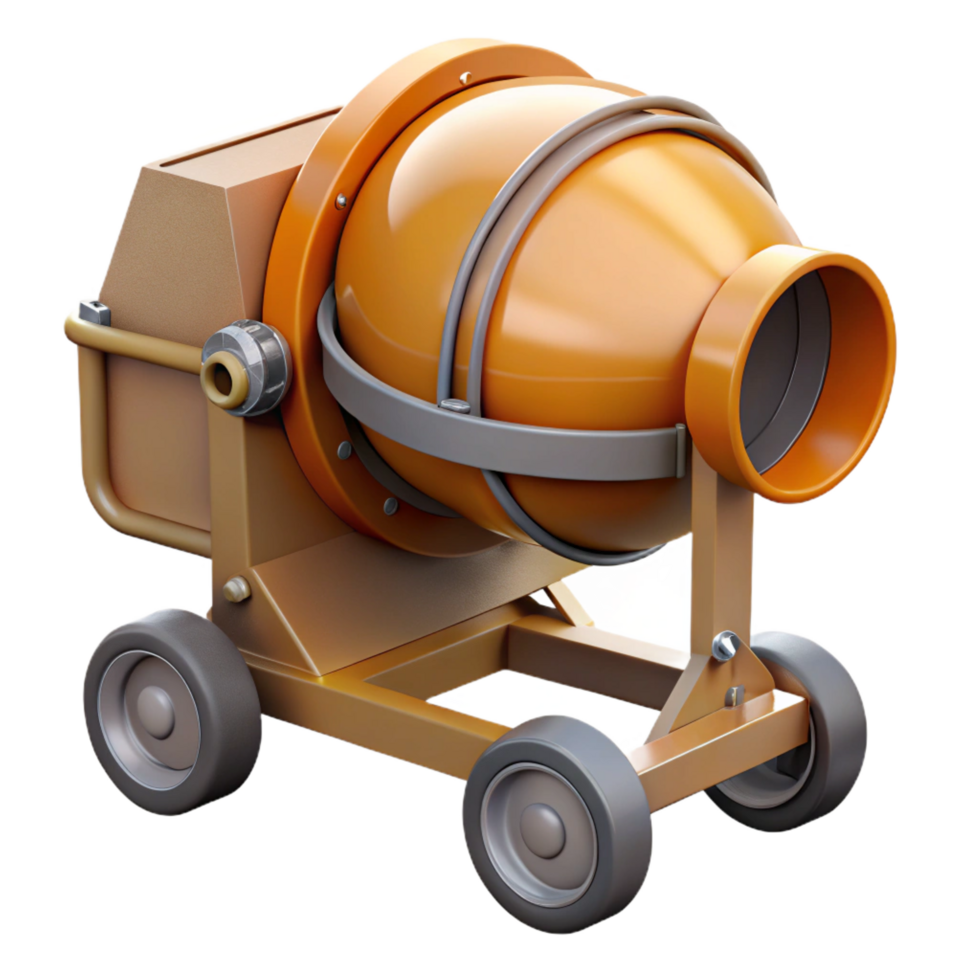 beautiful traditional Concrete mixer, rotating drum, construction vehicle, genuine png