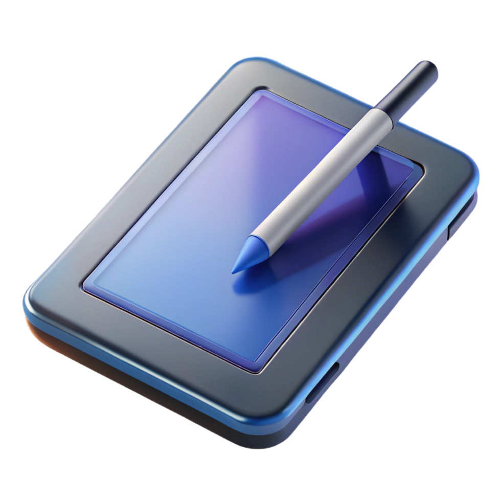 stunning abstract Modern tablet computer with stylus pen genuine png