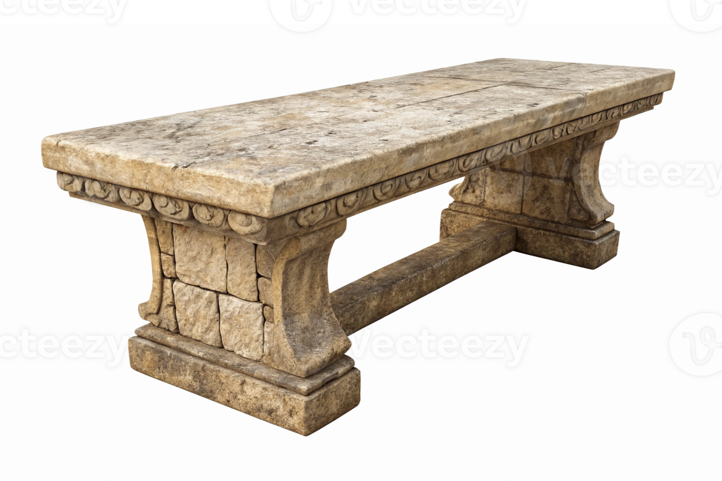 Rustic Stone Table Antique Design for Outdoor Garden Decoration and Landscaping Projects png