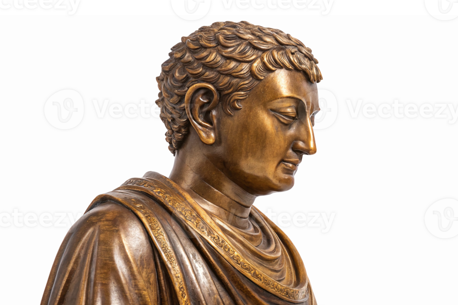Realistic Wooden Buddha Sculpture Profile View with Detailed Features and Expressive Texture png