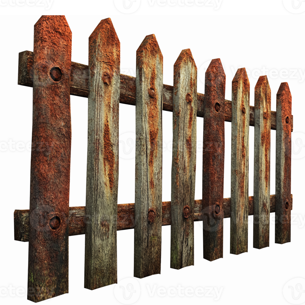 Rustic Wooden Fence Panel with Weathered Texture for Garden and Landscape Design png