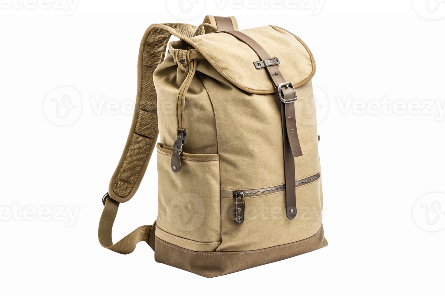 Stylish Canvas Backpack with Leather Accents for Travel Hiking and Daily Use png