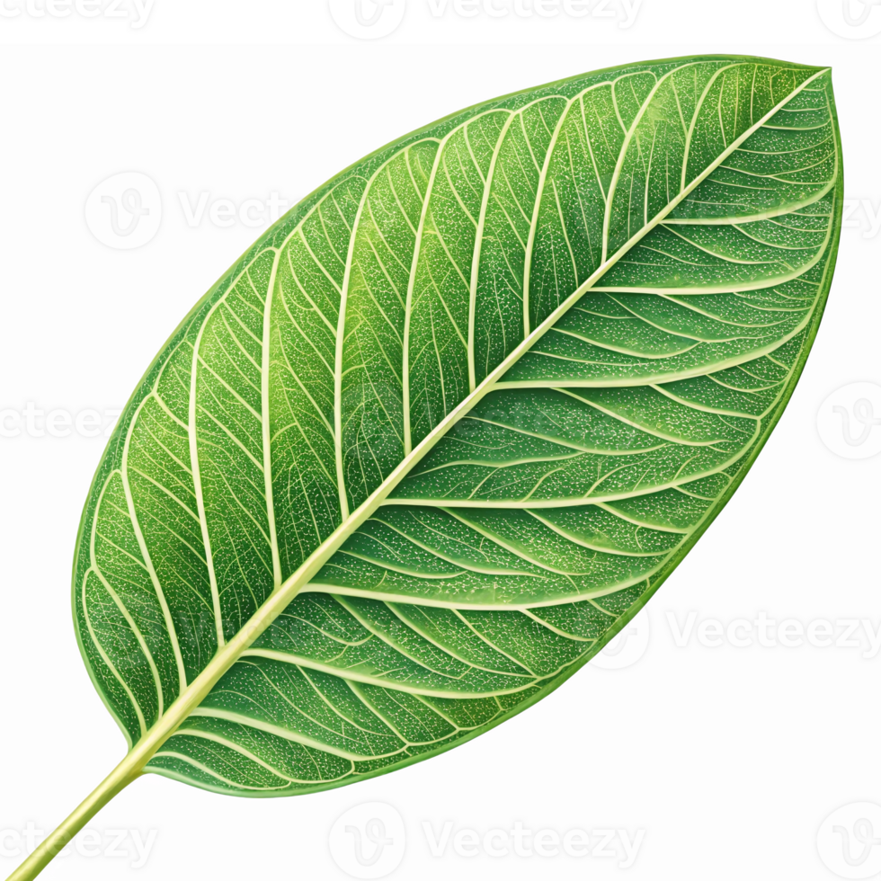 Realistic Green Leaf Illustration with Detailed Veins for Nature and Environmental Designs png