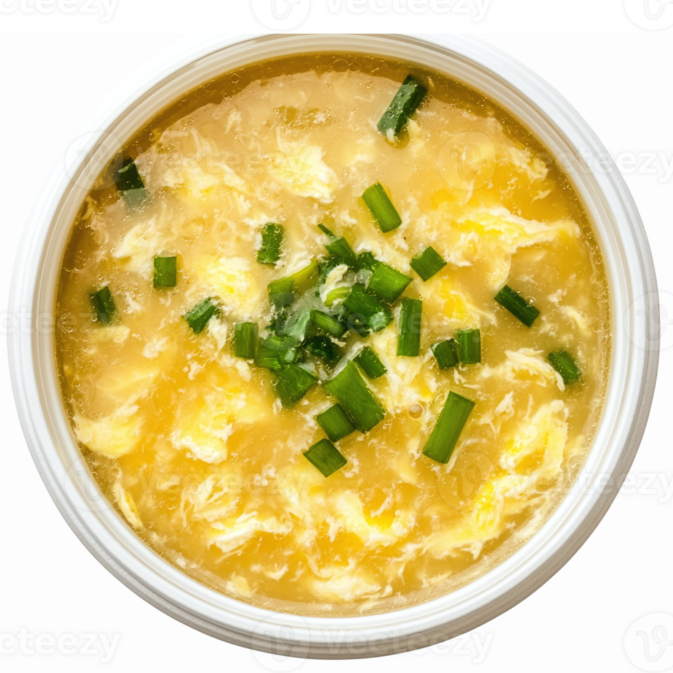 Delicious Egg Drop Soup with Green Onions in Bowl for Asian Cuisine Recipe png