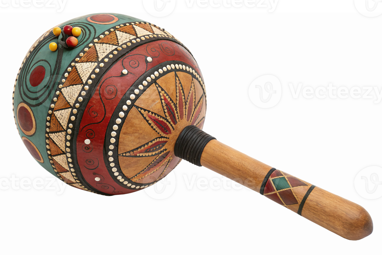 Colorful Traditional Maraca Instrument with Intricate Patterns for Music and Cultural Events png