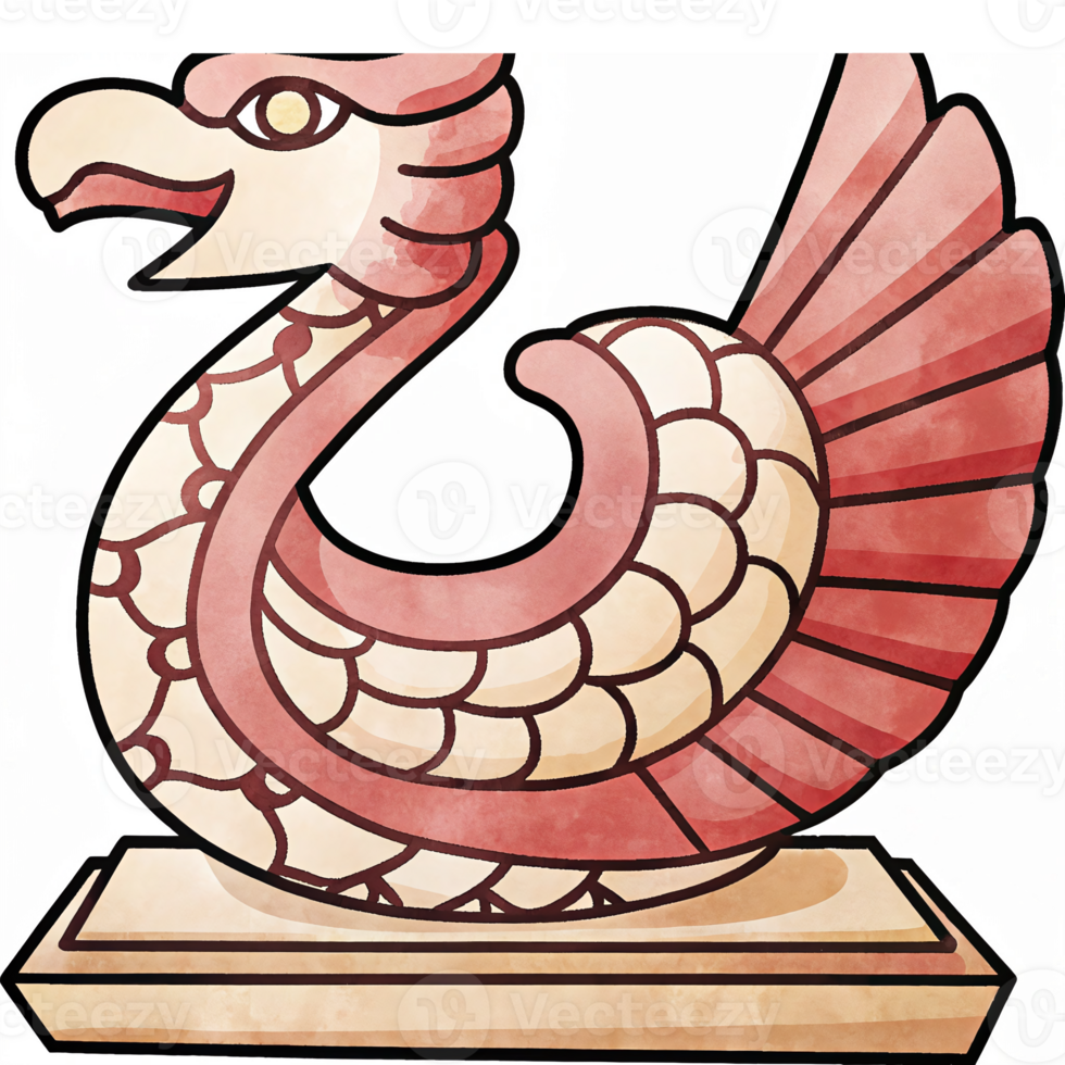 Elegant Mythical Creature Illustration with Intricate Patterns and Serene Color Palette png