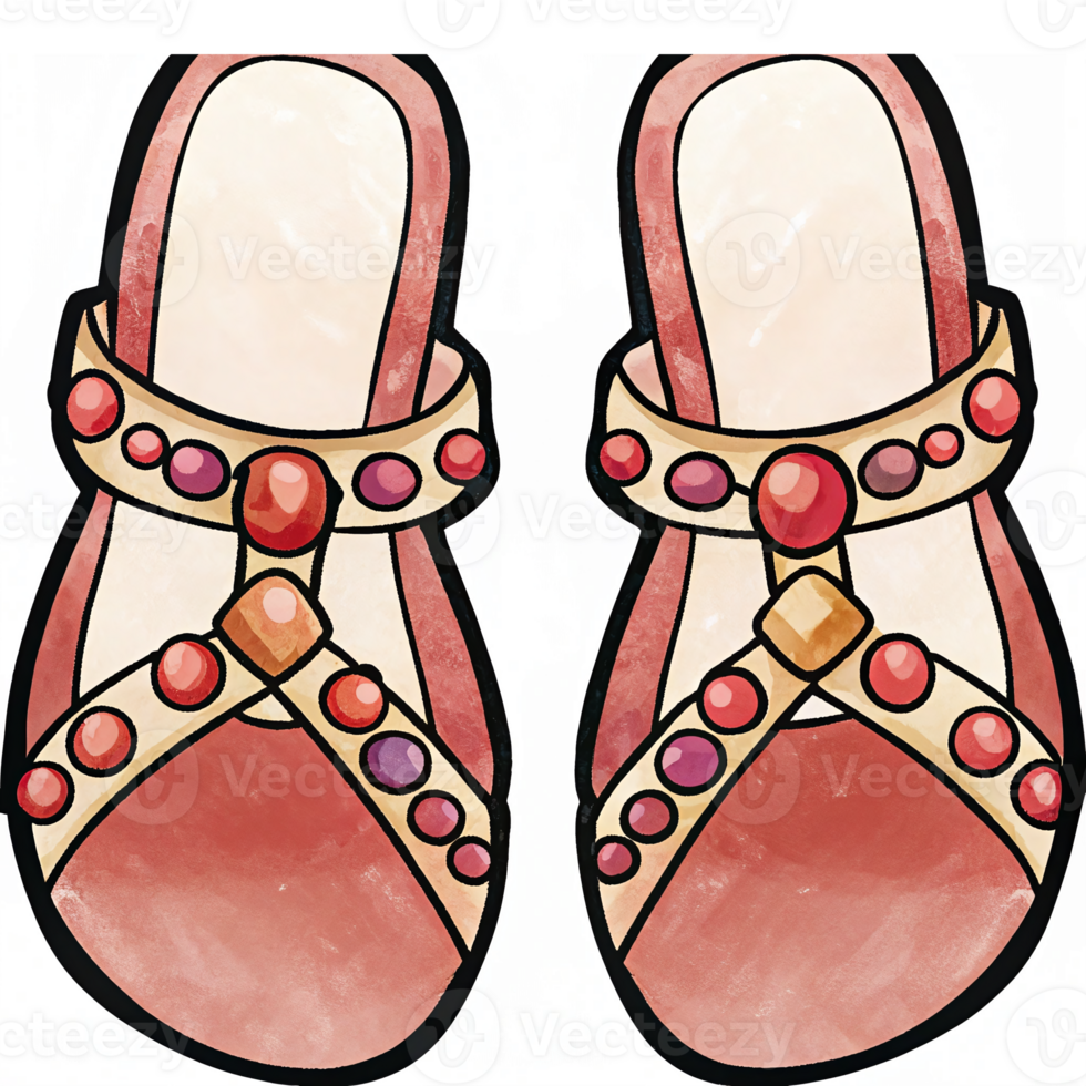 Stylish Summer Sandals with Colorful Beads and Elegant Strap Design png