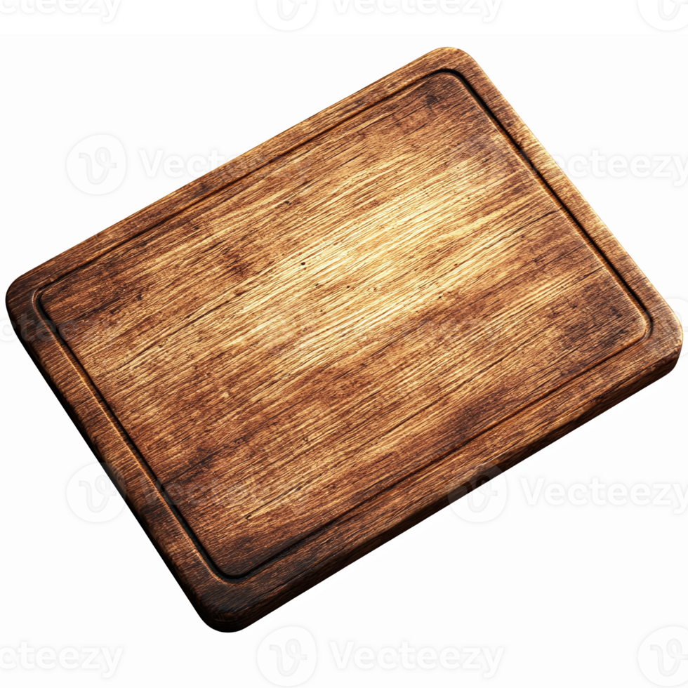 Realistic Wooden Cutting Board with Textured Surface for Kitchen Use and Culinary Design png